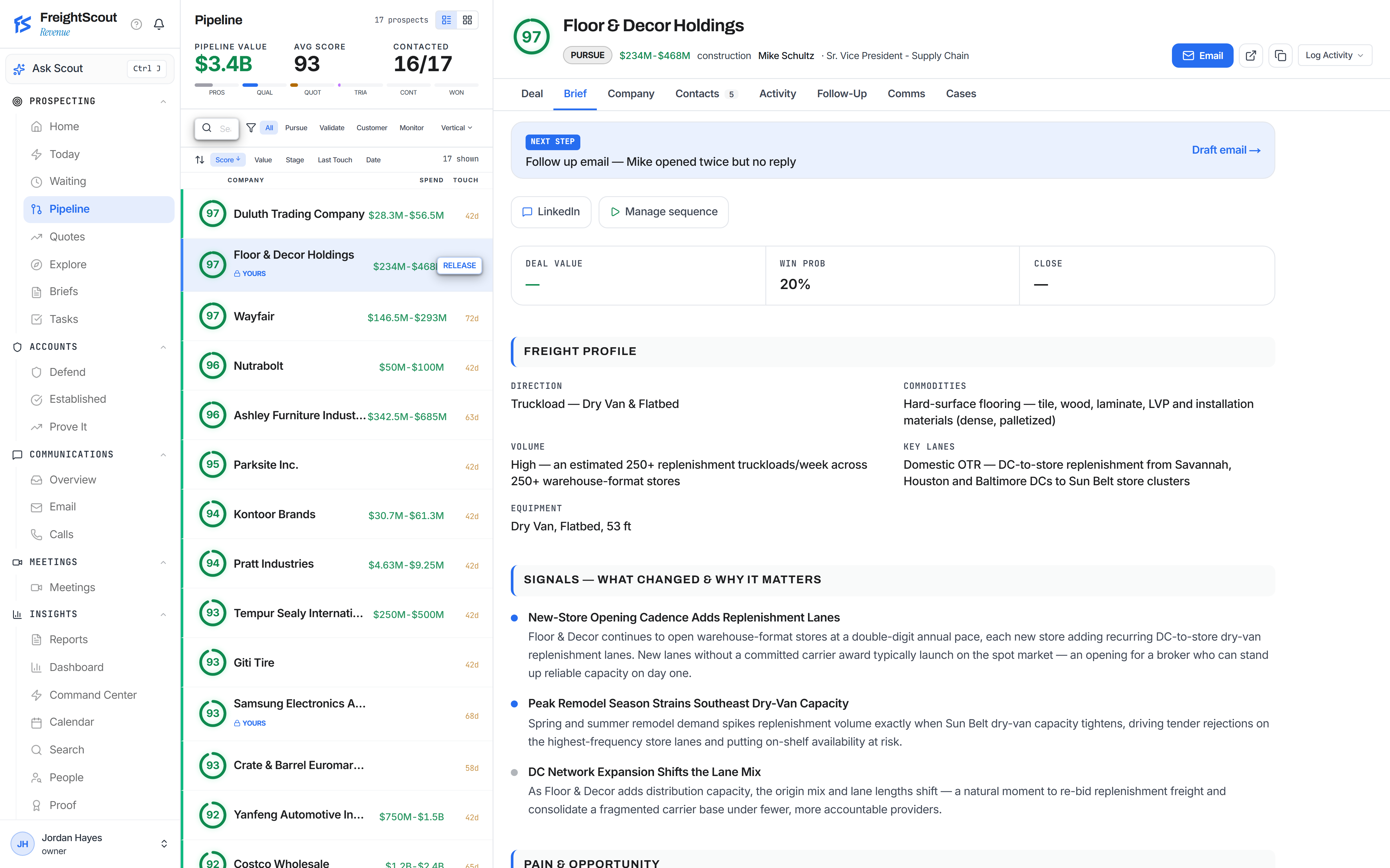FreightScout Revenue — the live product